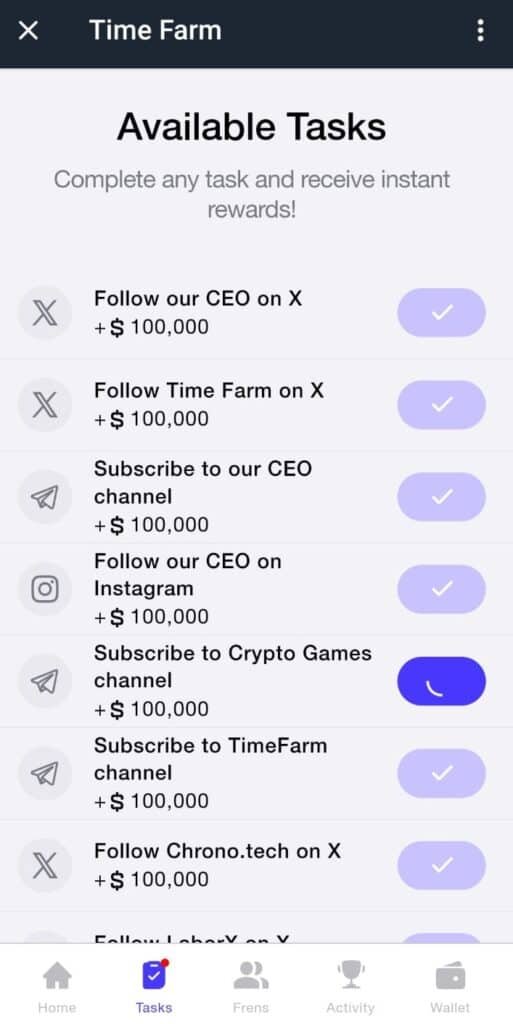 Time Farm Telegram Airdrop